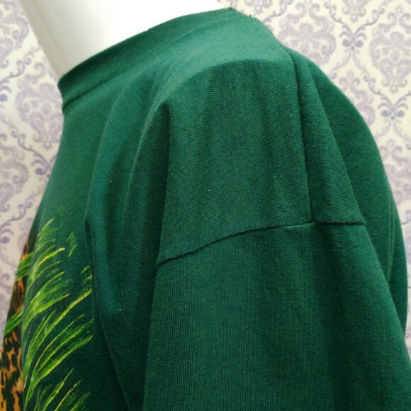 Vintage 80s Leopard T Shirt Size M Zoo Parc Safari Crew Neck Short Sleeve - Picture 8 of 12